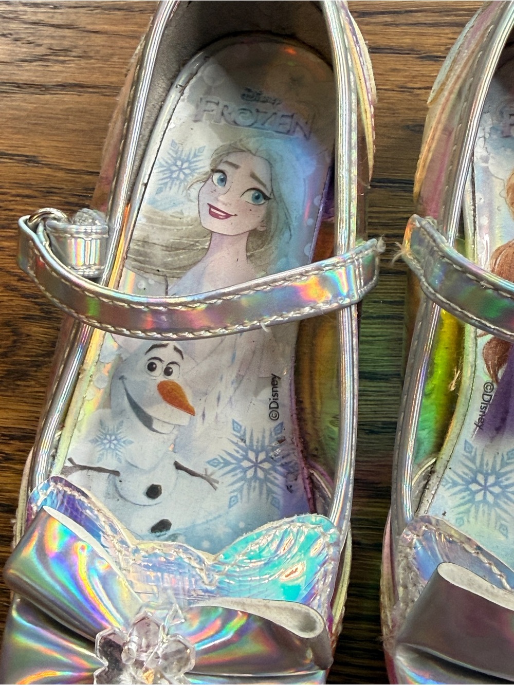 Disney Frozen Toddler Girls Iridescent Mary Jane Dress Up Shoes with Bow Size 9 - Picture 4 of 13
